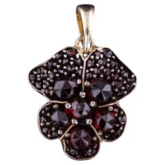 Antique Bohemian Garnet Pansy Pendant