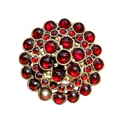 Antique Bohemian Garnet Ring 14 Karat Gold Victorian Belle Epoque