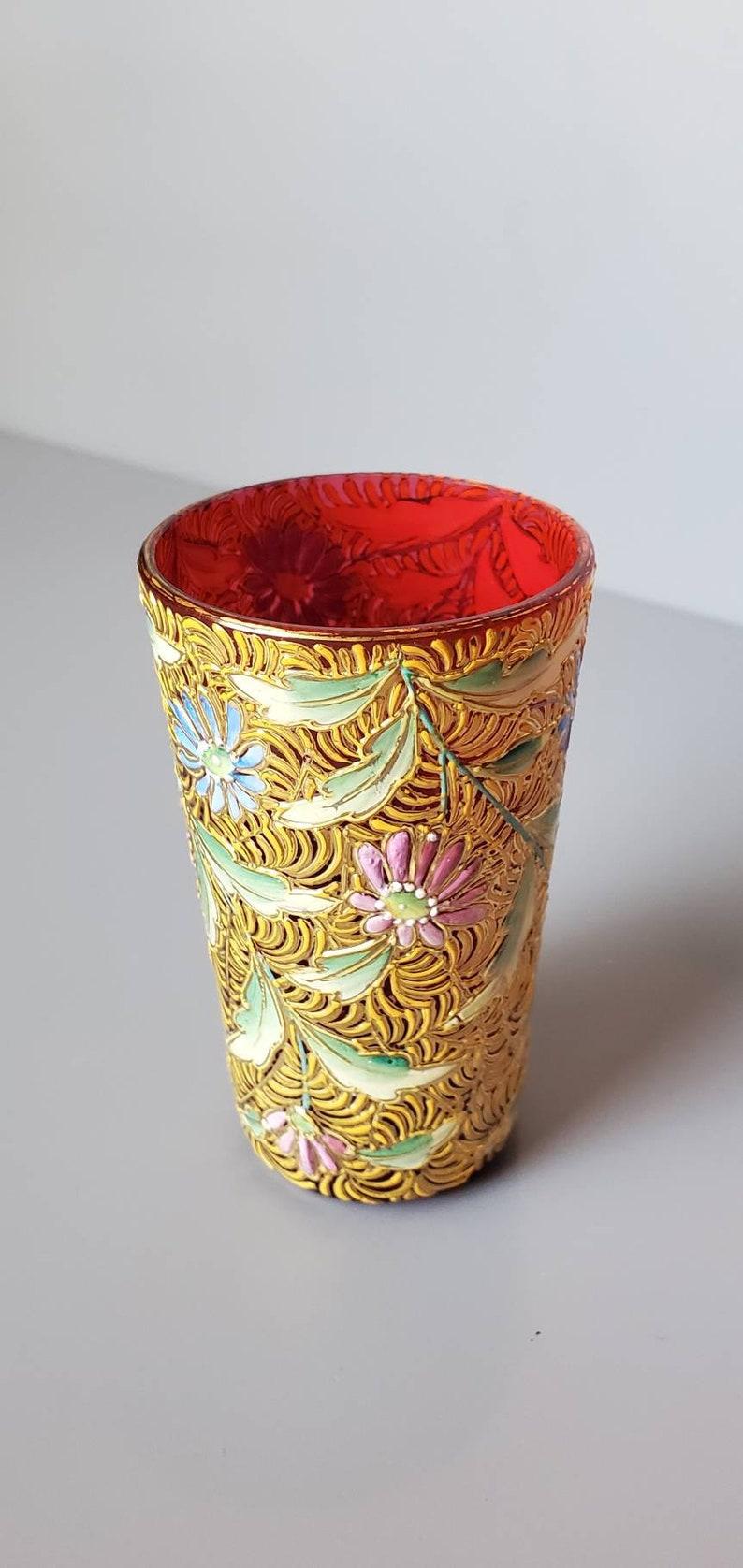 20th Century Antique Bohemian Gilt Enameled Art Glass, Attributed to Moser Glassworks For Sale