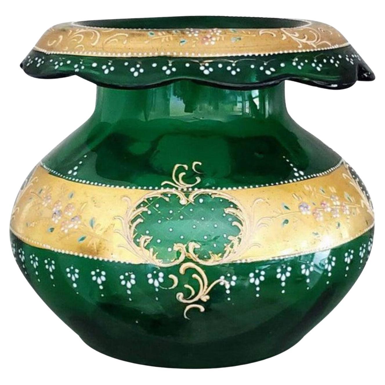 Antique Bohemian Gilt Enameled Vase, Attributed to Moser Glassworks