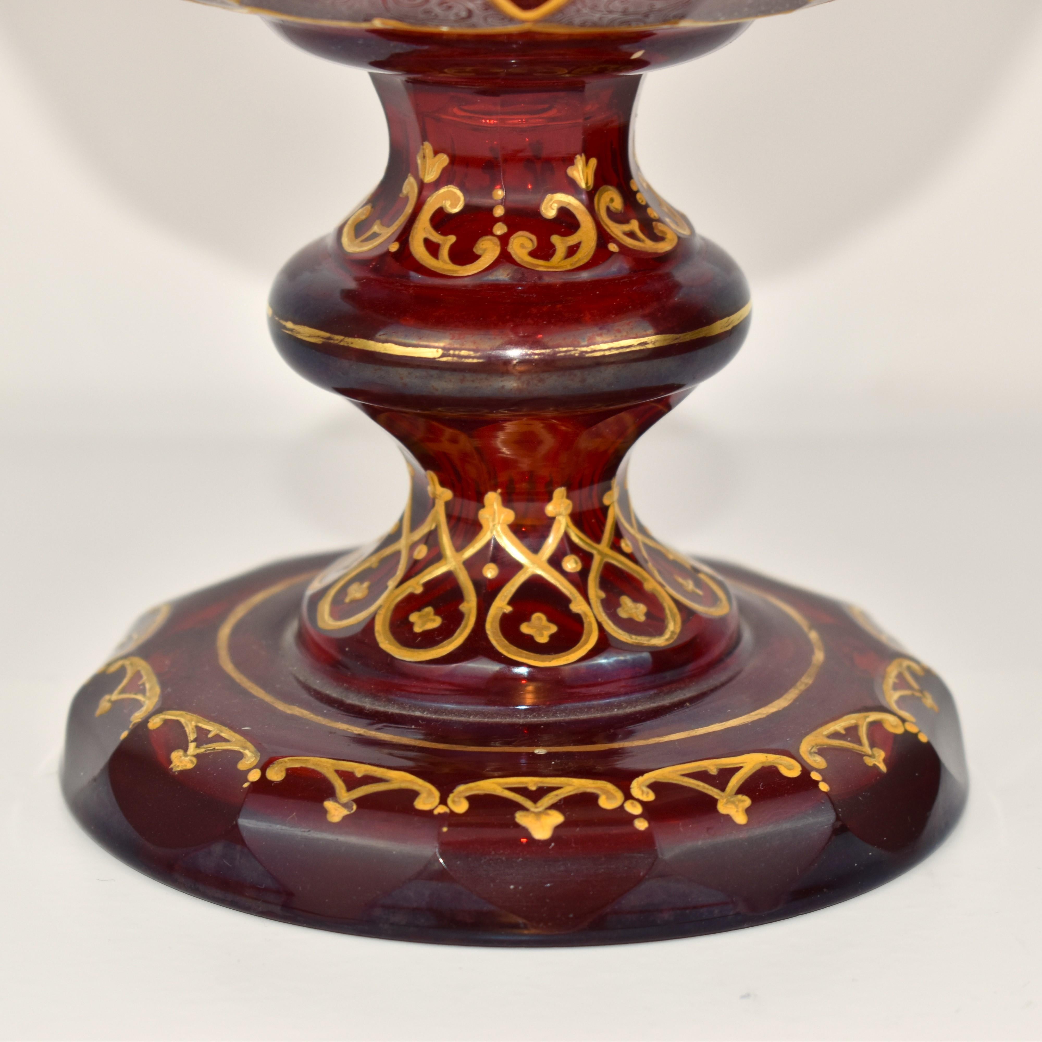 Glass ANTIQUE BOHEMIAN GLASS CENTERPIECE, 19th CENTURY For Sale