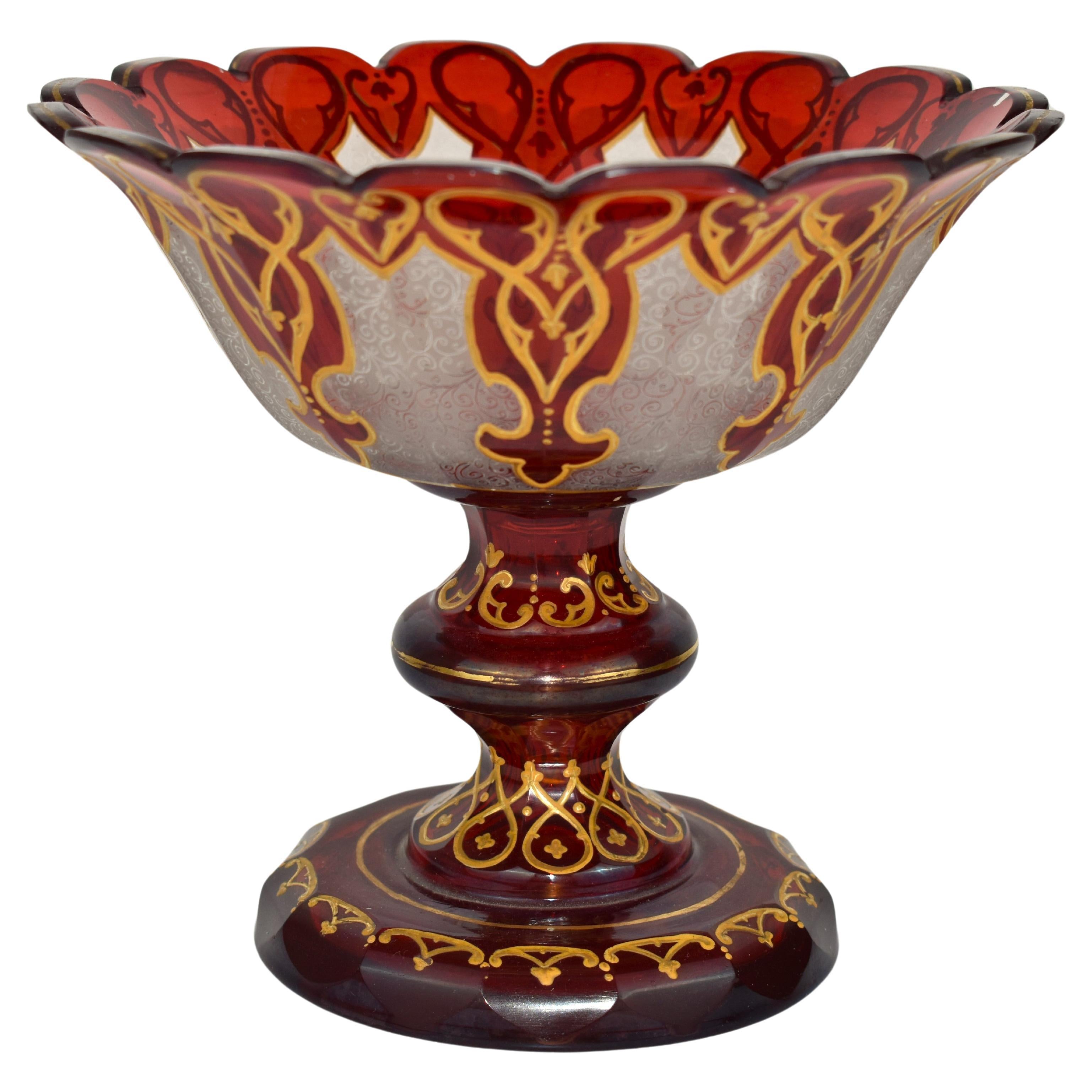 ANTIQUE BOHEMIAN GLASS CENTERPIECE, 19th CENTURY For Sale