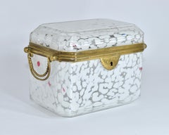 Antique Bohemian Glass Jewelry Box, 19th Century