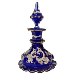 Antique Bohemian Glass Perfume Bottle, Flacon, 19th Century