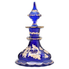 Antiguo Frasco de Perfume de Cristal de Bohemia, Flacon, Siglo XIX
