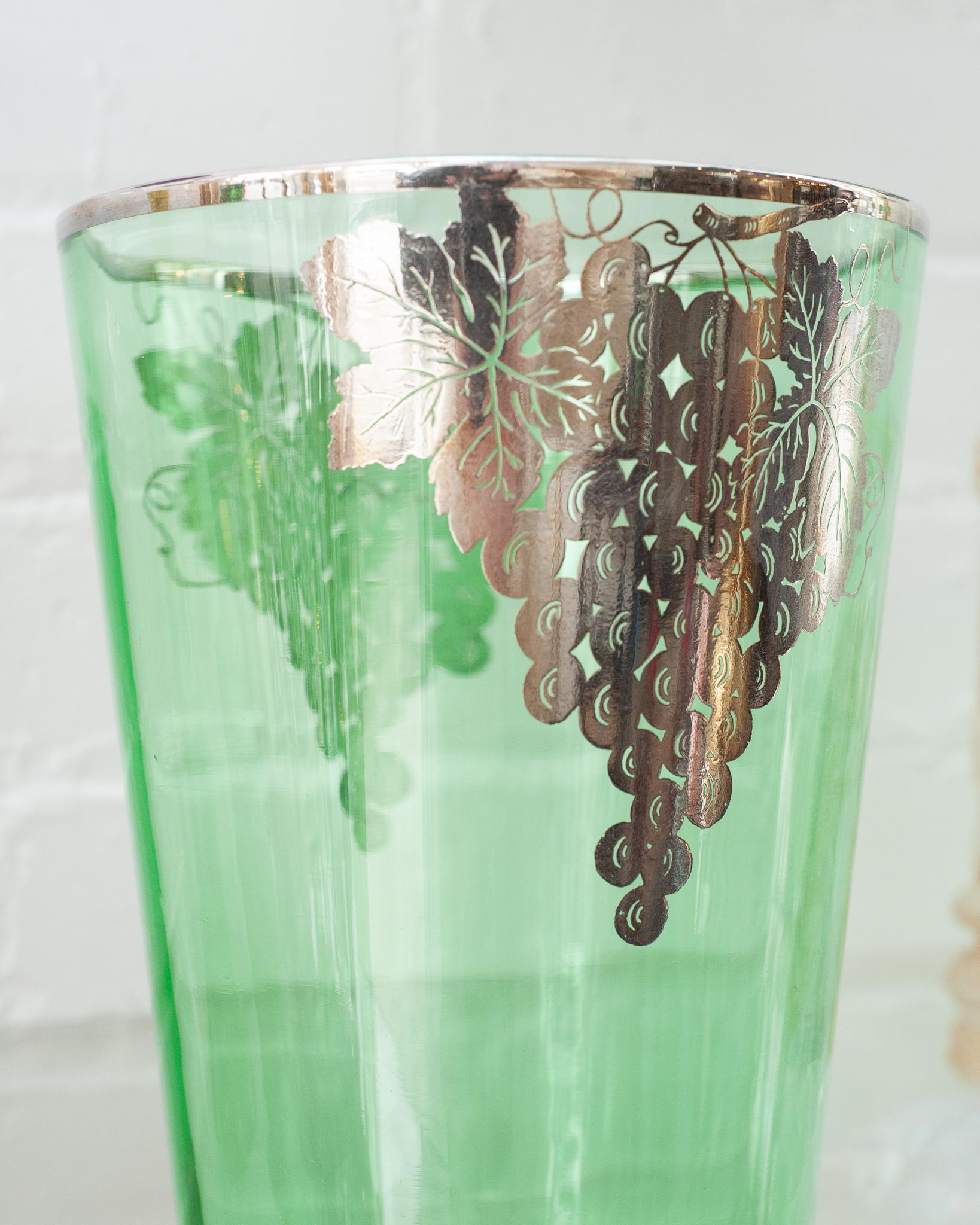 bohemian green glass vase