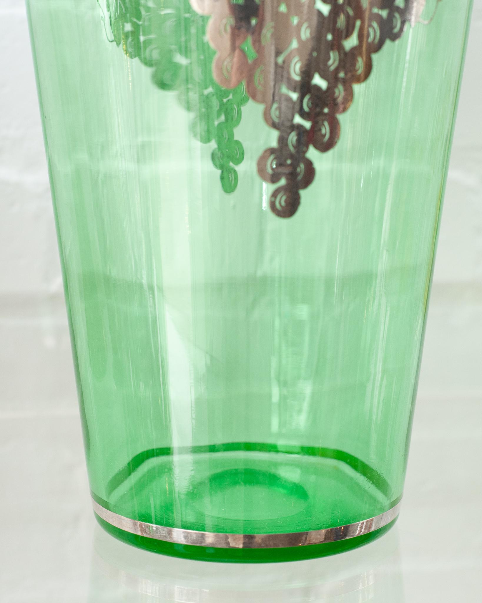 depression glass vase green