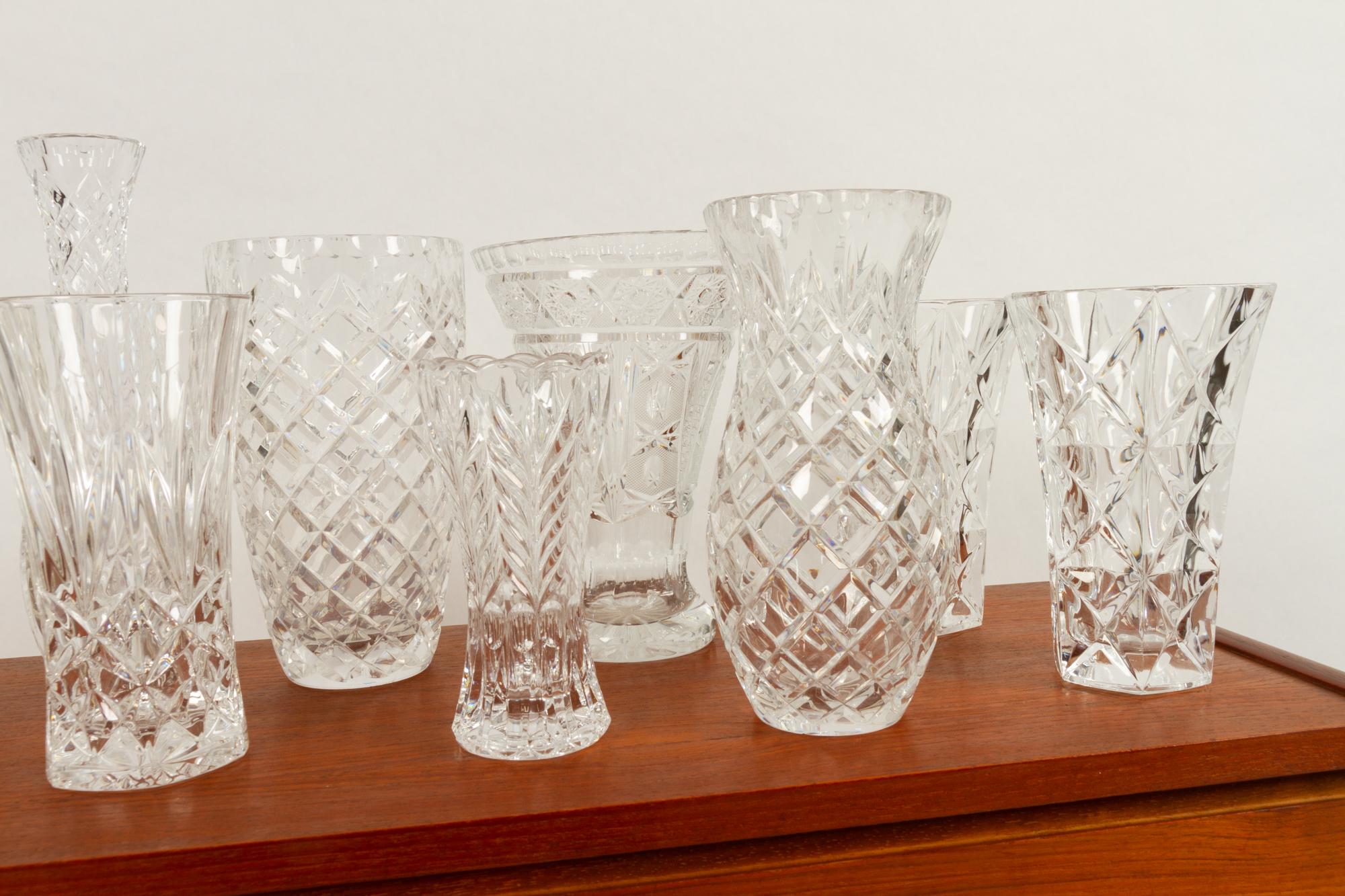 Antique Bohemian Lead Crystal Vases Set of 10 For Sale 2