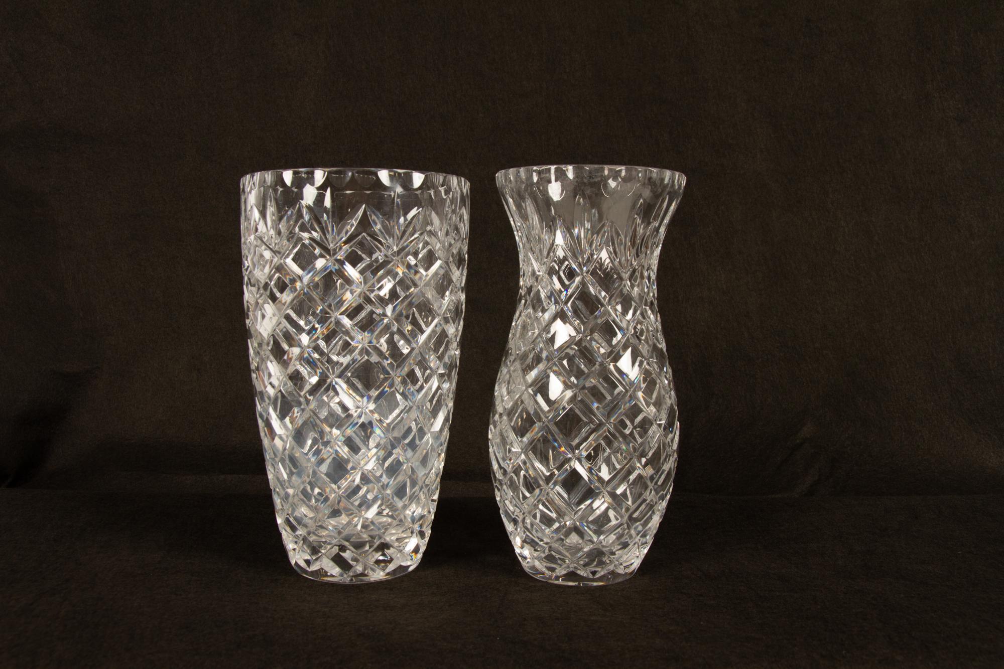 Czech Antique Bohemian Lead Crystal Vases Set of 10 For Sale