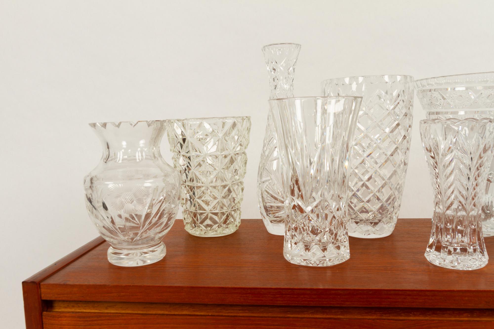 Antique Bohemian Lead Crystal Vases Set of 10 For Sale 1