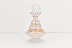 Antique Bohemian Milky White Enamelled Opaline Glass Perfume Bottle, 19th C