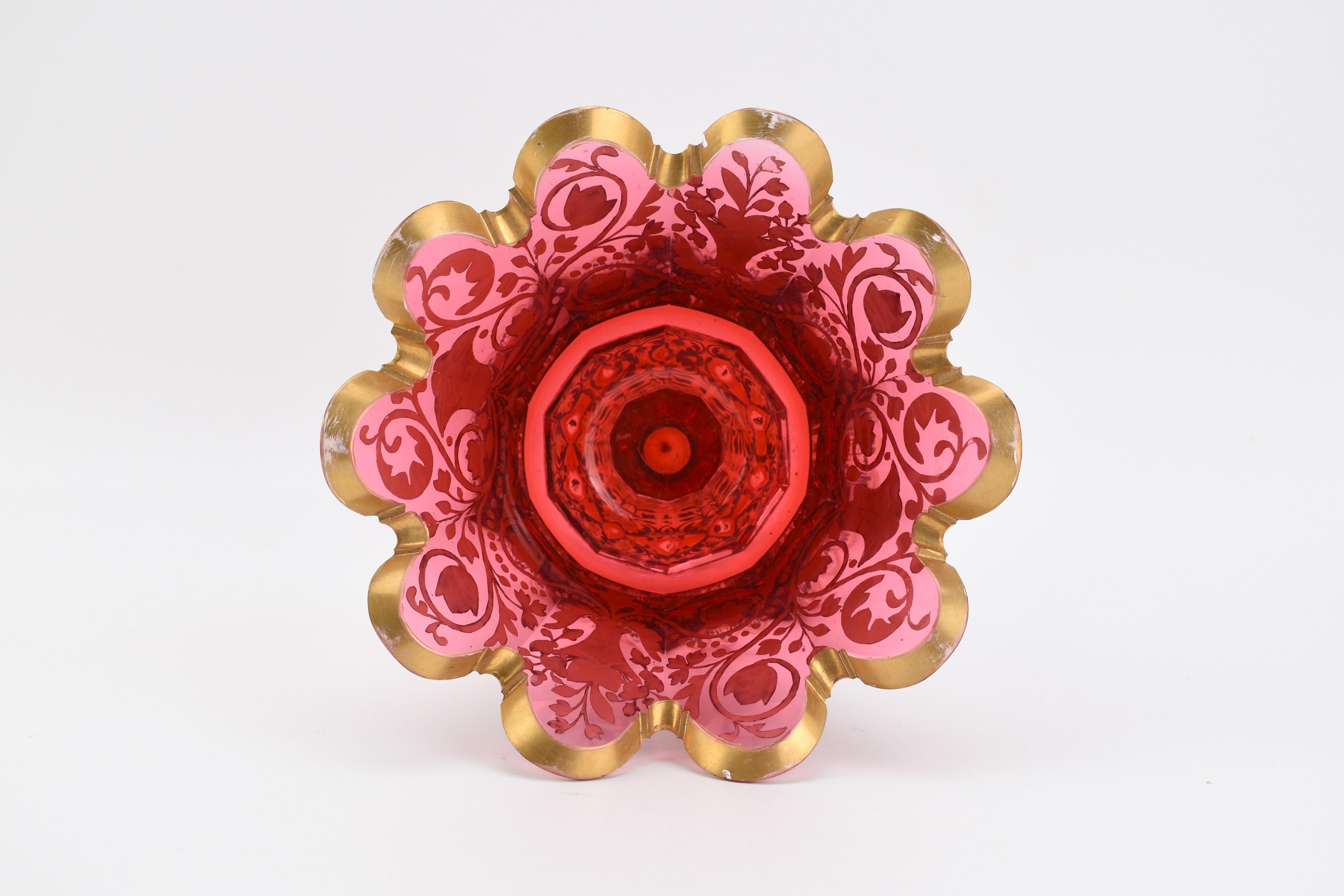 ANTIQUE BOHEMIAN MOSER CRANBERRY GLASS CENTERPIECE, 19. Jahrhundert im Angebot 2