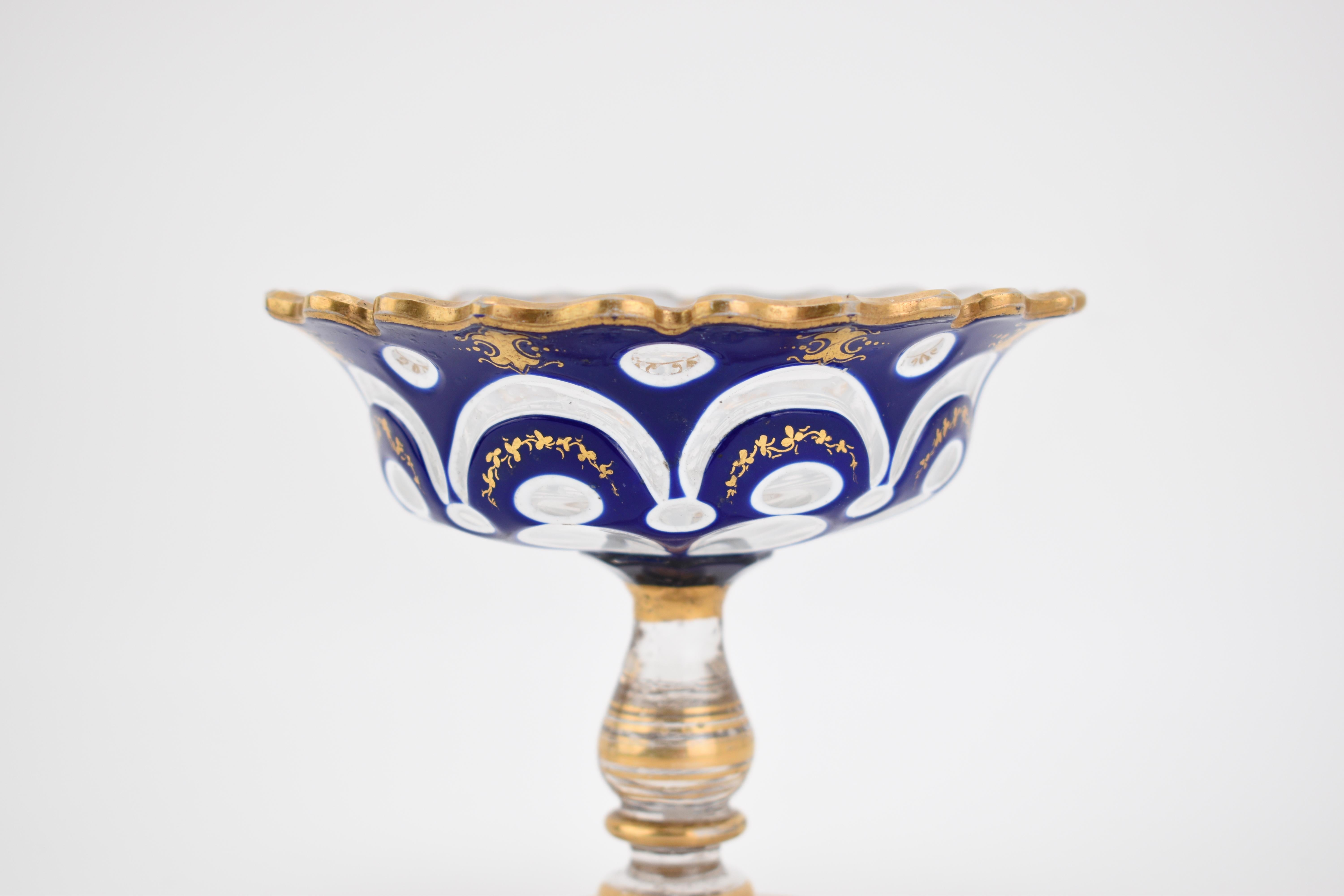 ANTIGUO COPA TAZZA BOHEMIANA DE VIDRIO SOBRESALIENTE, SIGLO XIX en Bueno estado para la venta en Rostock, MV