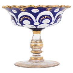 ANTICO BICCHIERE DI TAZZA IN VETRO A SOVRAPPOSIZIONE BOHEMIANA, XIX SECOLO