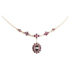 Collier Bohème ancien Garnets Gilt 830 Silver / 42cm / 5.6gr.