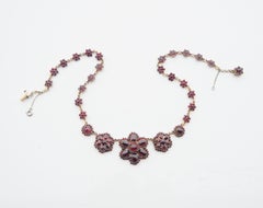 Collier Bohème ancien Grenats Doré A. Silver / 46cm / 31gr.