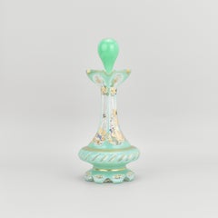 Antique Bohemian Biedermeier Overlay Enameled Glass Perfume Bottle, 19th Century