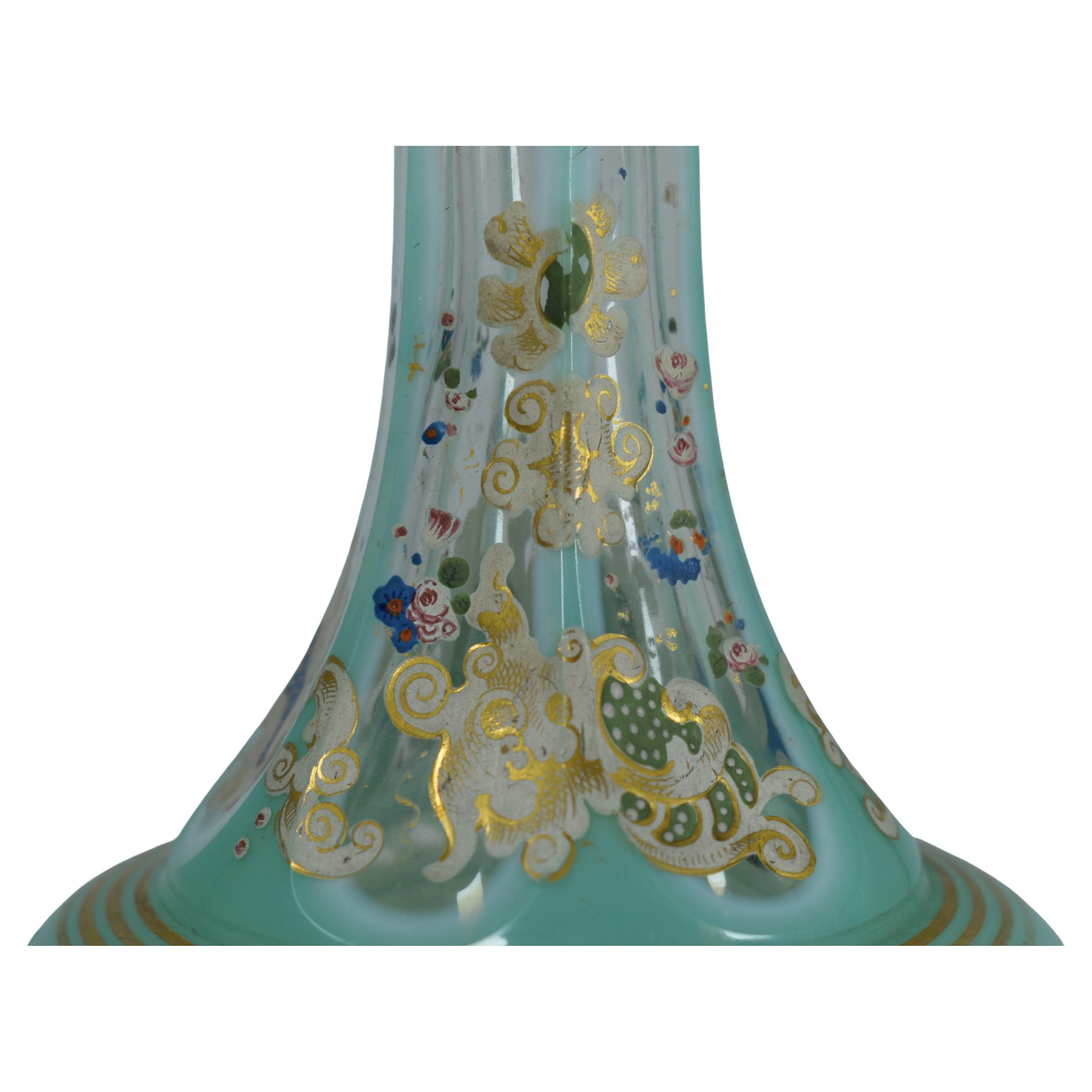 Antique Bohemian Overlay Enameled Glass Perfume Bottle, 19th Century For Sale 1