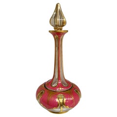 Antique Bohemian Overlay Glass Perfume Bottle, Flacon, 19th Century
