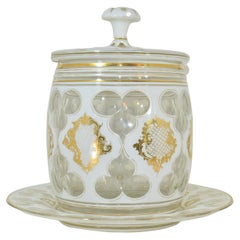 Antique Bohemian Overlay Glass Punch Bowl, 19th Century