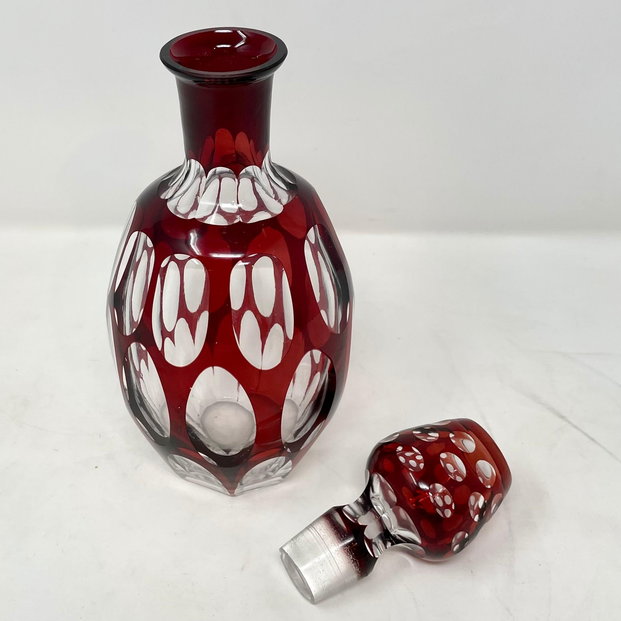 bohemian red glass decanter