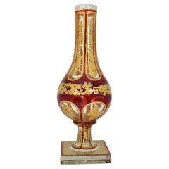 Antique Bohemian Ruby Enamelled Glass Hookah Base, Islamic Market, 19th Century
