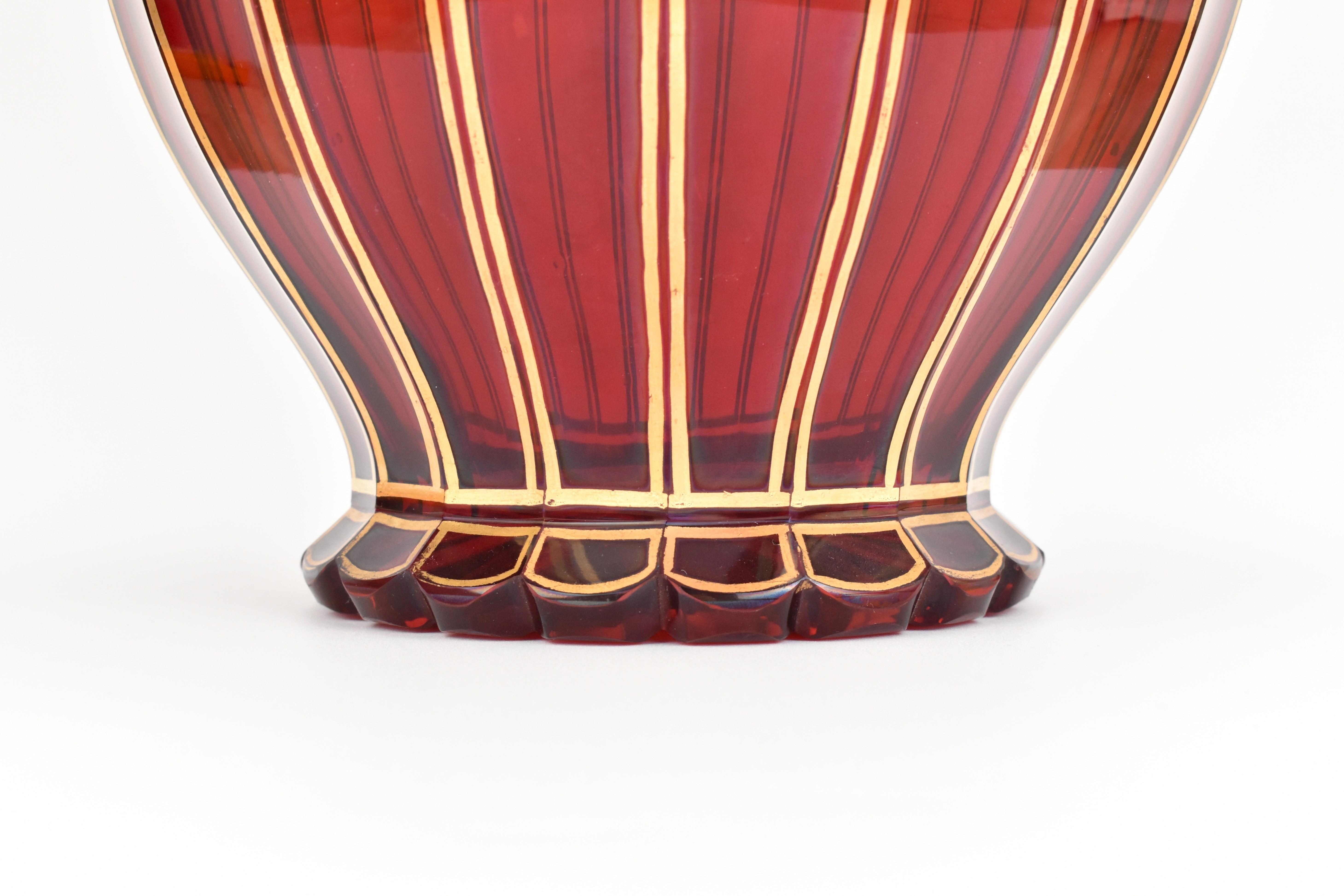 Cut Glass Antique Bohemian Ruby Red Crystal Glass Punch Bowl Set Bonbonniere, 19th Century For Sale