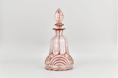 Antique Bohemian Ruby Red Enameled Overlay Glass Perfume Bottle, 19th Century