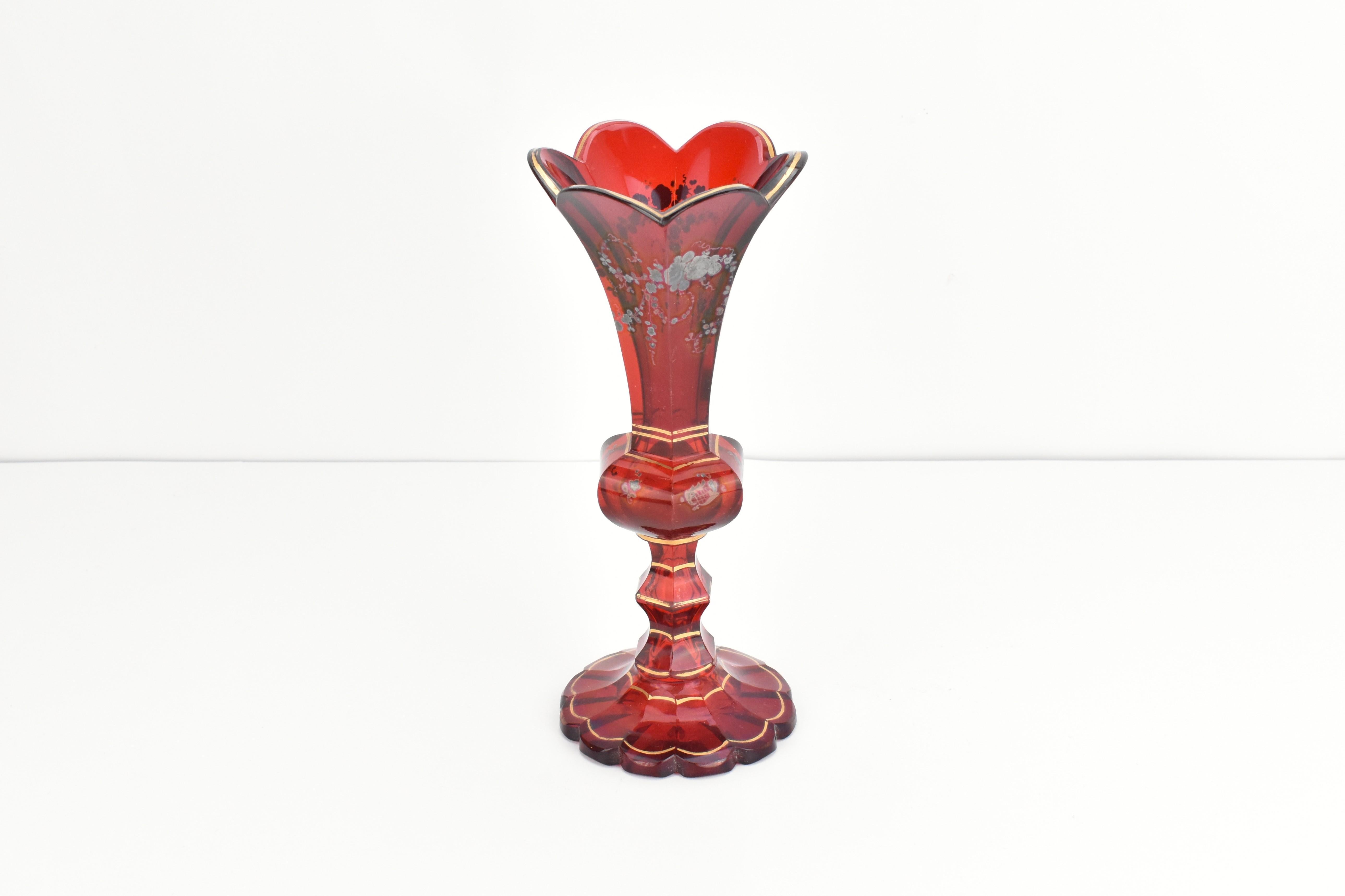 bohemian red glass vase