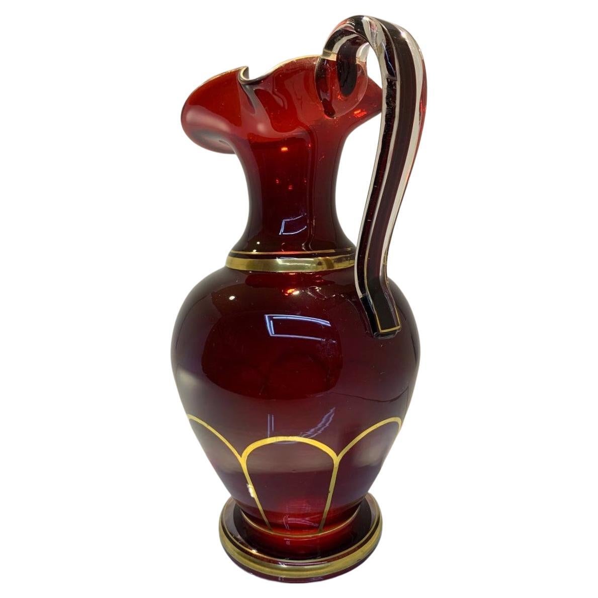 red glass pitcher antique