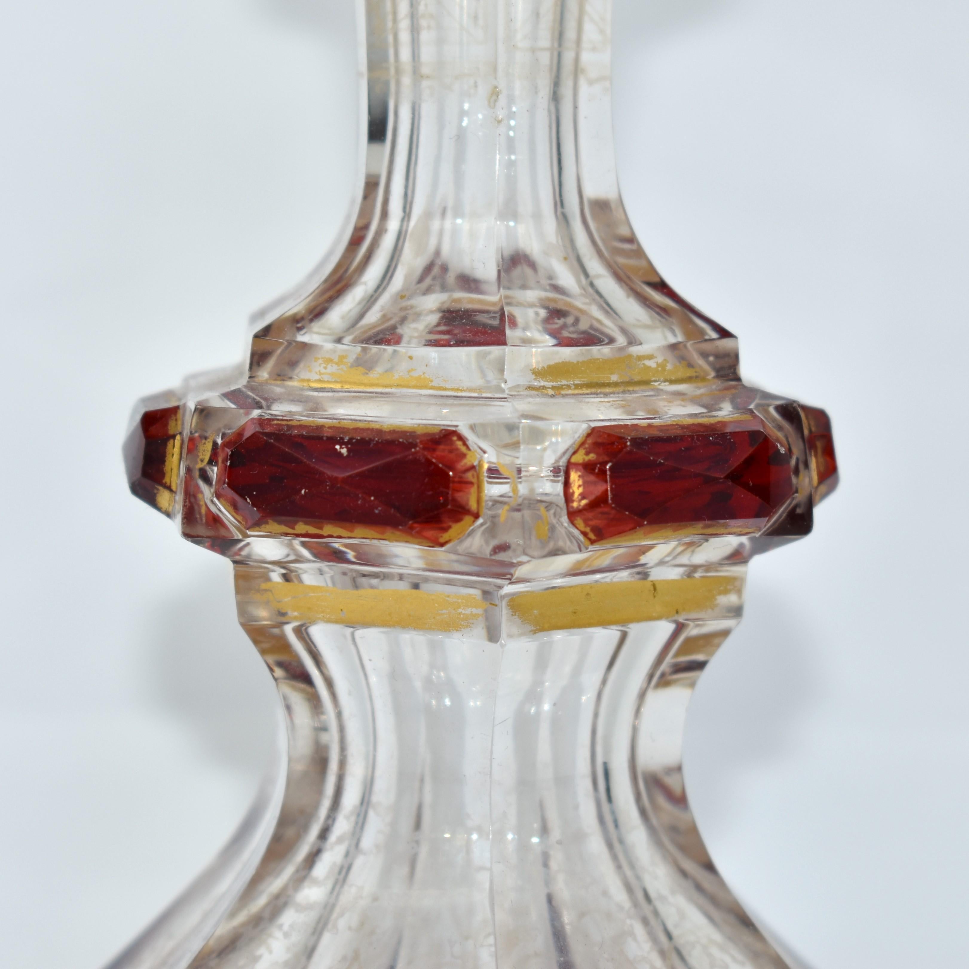 Antique Bohemian Ruby Red Moser Glass Perfume Bottle, Decanter, 19th Century For Sale 1