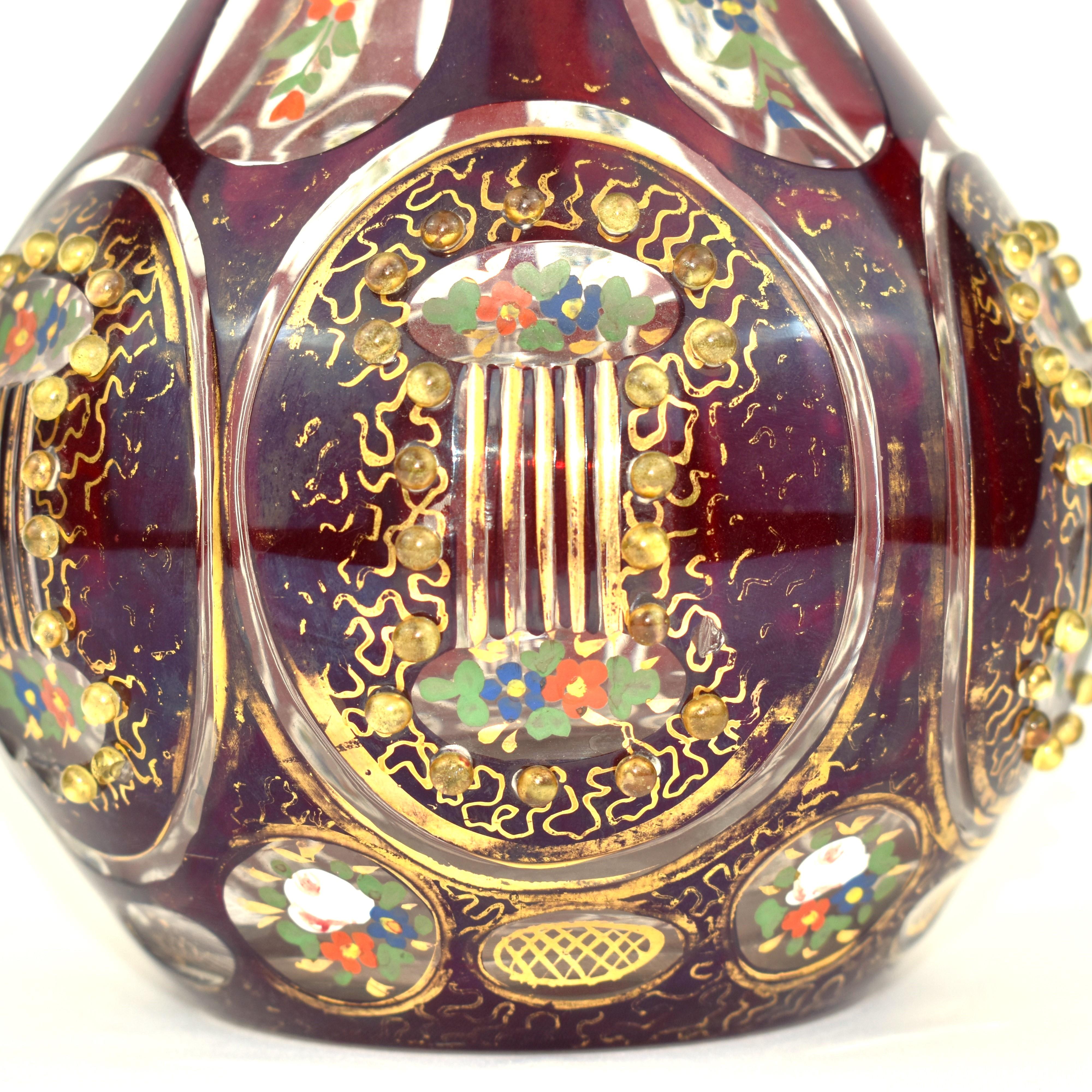 Antike böhmische Rubinrote Overlay-Glas- Hookah-Vase, 19. Jahrhundert im Zustand „Gut“ im Angebot in Rostock, MV