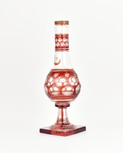 Antique Bohemian Ottoman Ruby Red Glass Hookah Base, 19th Century