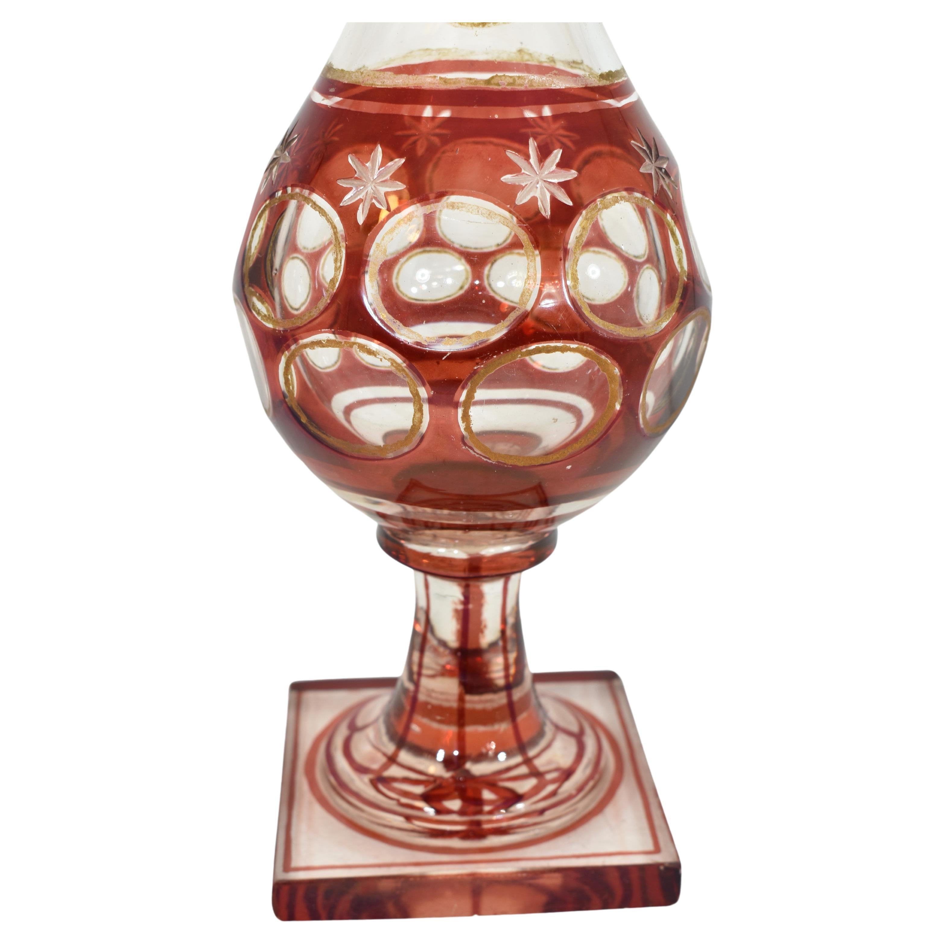 Antique Bohemian Turkish Ruby Red Glass Hookah Base, 19th Century In Good Condition For Sale In Rostock, MV