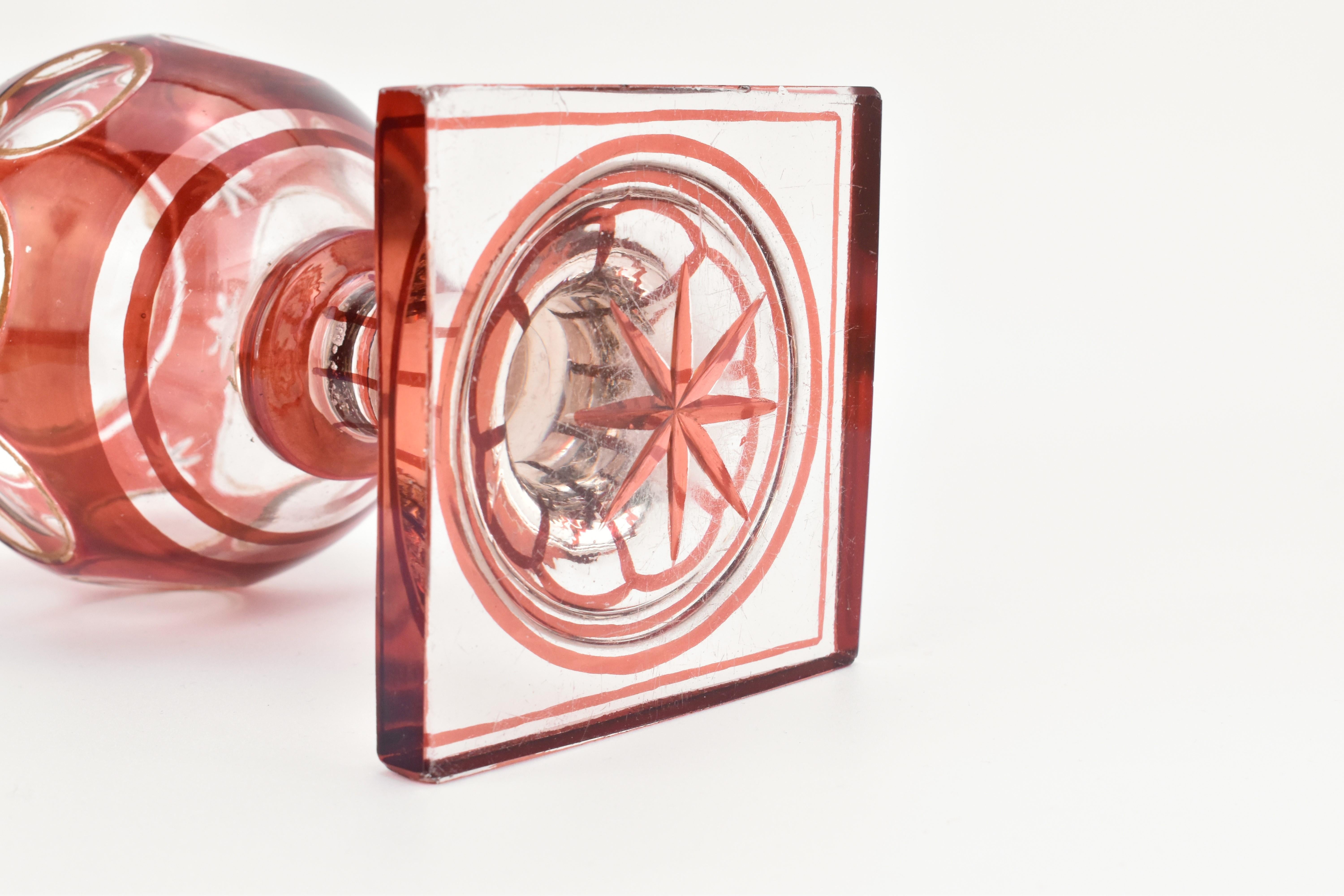Antiguo Otomano de Bohemia Base de cristal rojo rubí para narguile, Siglo XIX en Bueno estado para la venta en Rostock, MV