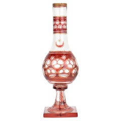 Antique Bohemian Ottoman Ruby Red Glass Hookah Base, 19th Century