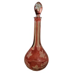 Antique Bohemian XLarge Hand Carved Decanter
