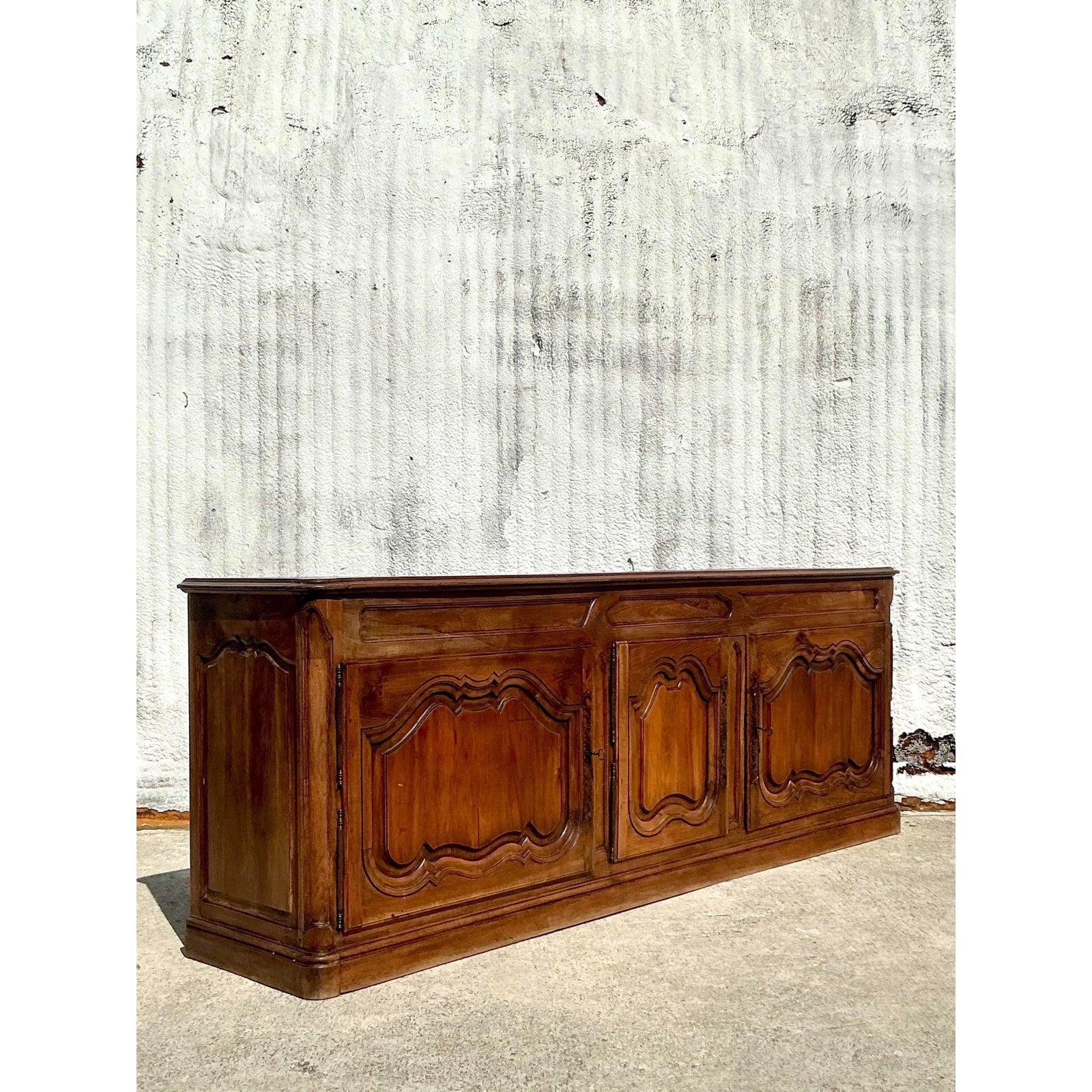Antique Boho 19th Century Carved Credenza In Good Condition For Sale In West Palm Beach, FL