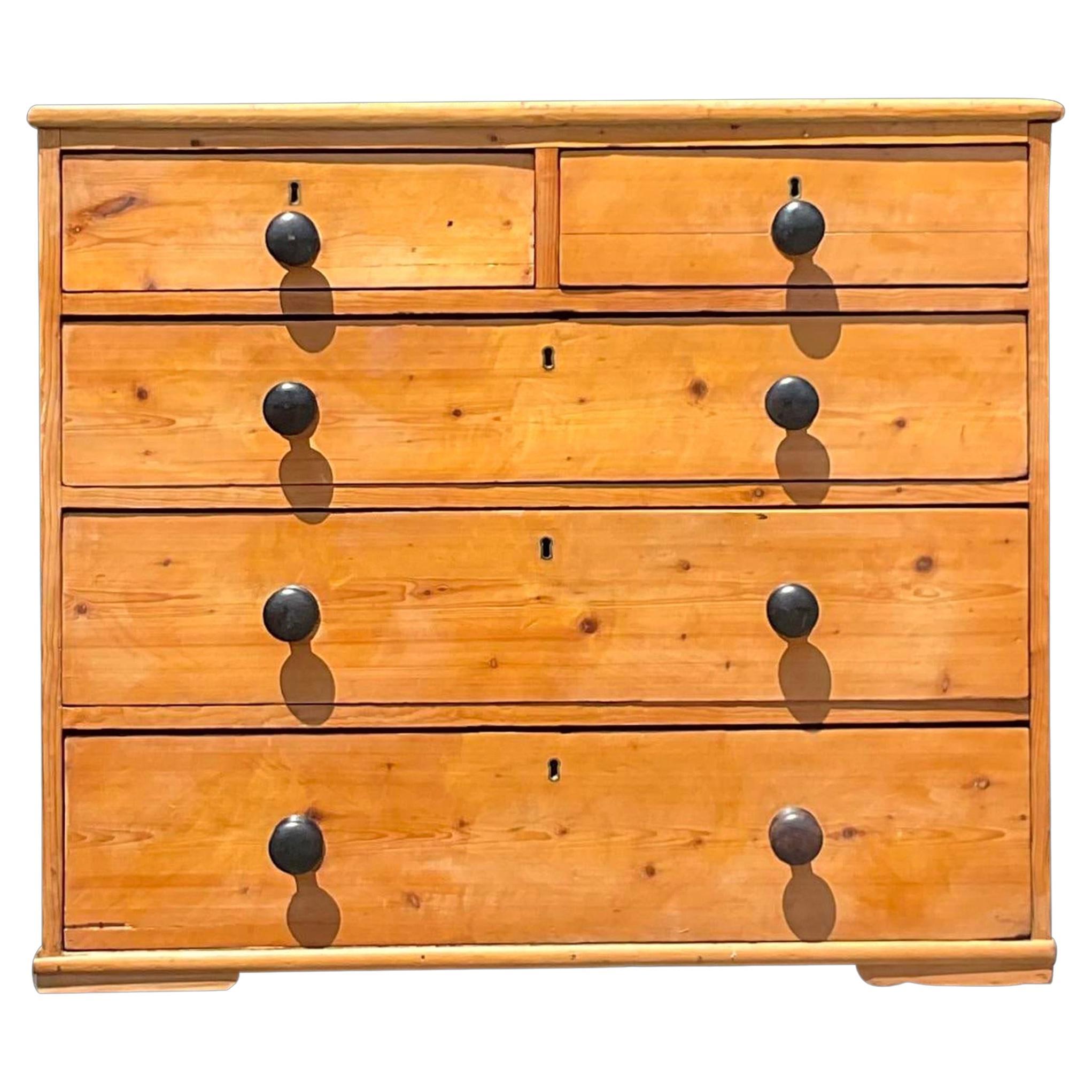 Antique Boho 19th Century Pine Chest of Drawers For Sale
