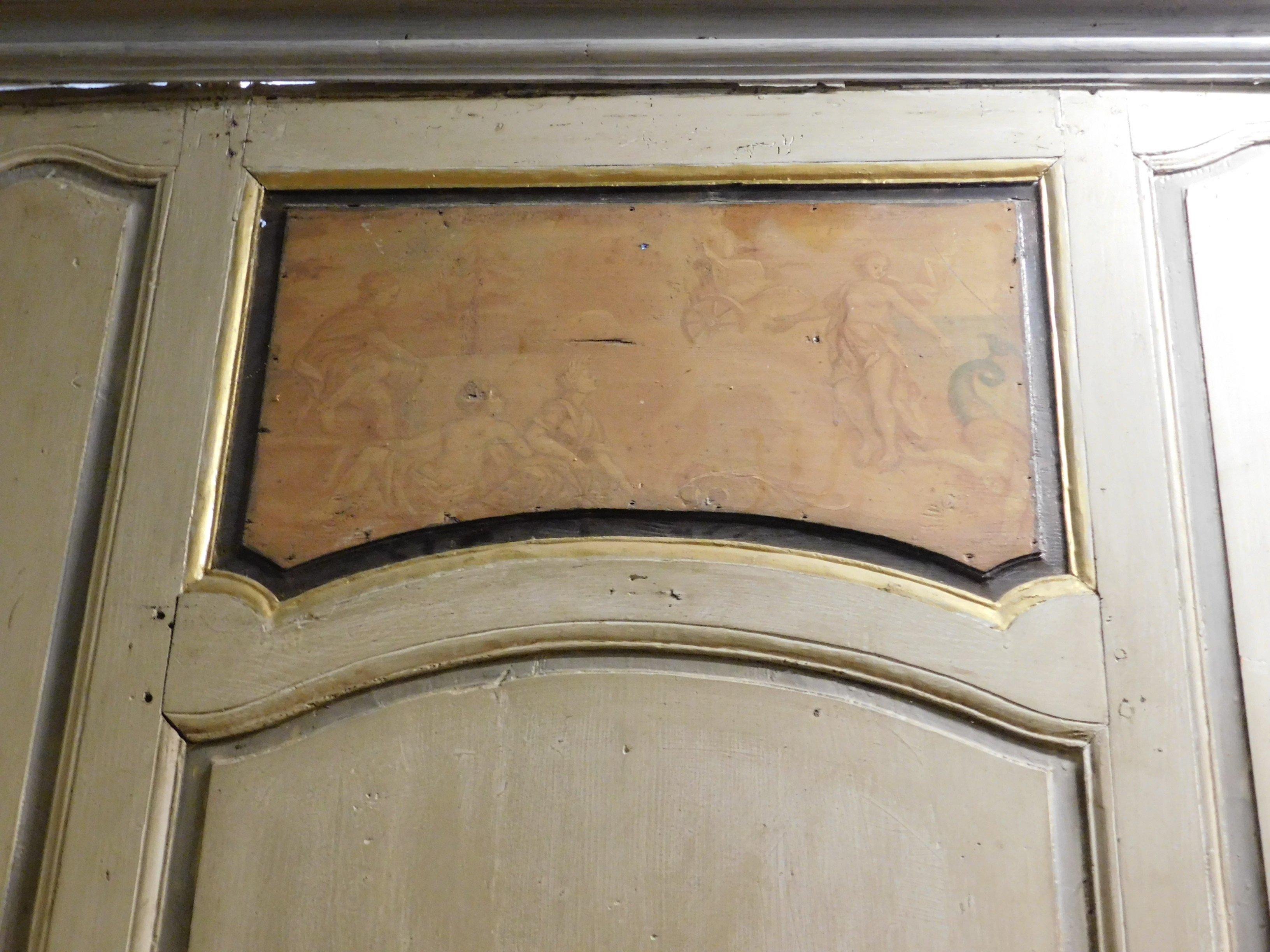 Antike Boiserie aus grau-grün lackiertem Holz:: vergoldete Friese:: 1700 Paris im Angebot 7