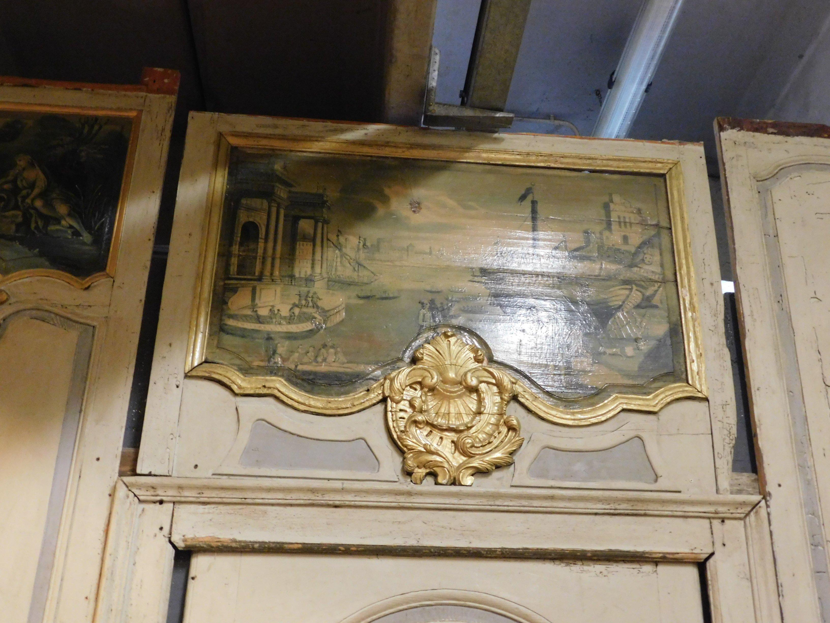 Antike Boiserie aus grau-grün lackiertem Holz:: vergoldete Friese:: 1700 Paris im Angebot 8