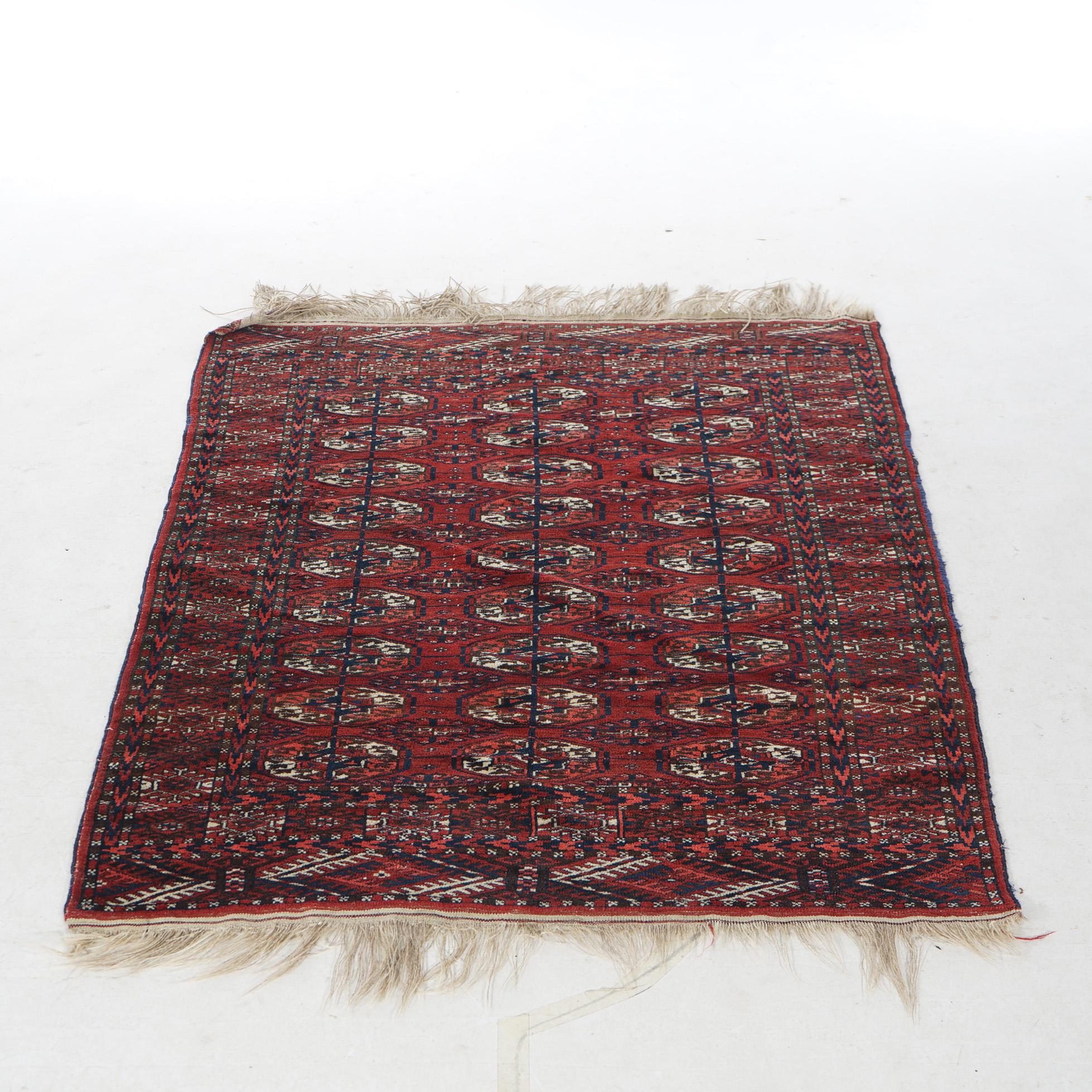 Antique Bokara Tekke Nomadic Tribal Oriental Wool Rug Circa 1930 In Good Condition For Sale In Big Flats, NY