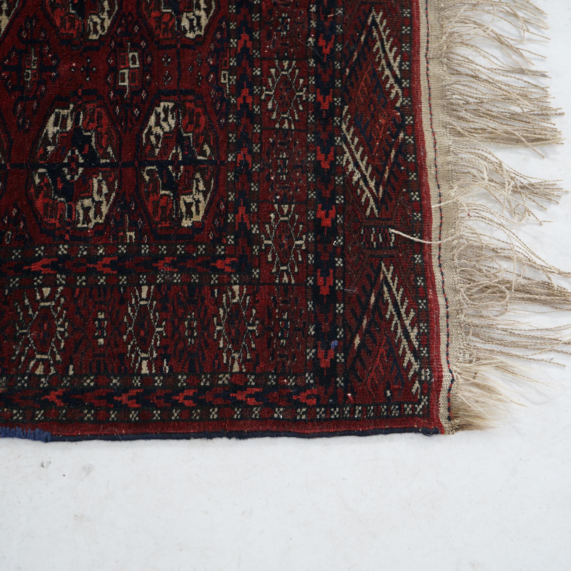 Antique Bokara Tekke Nomadic Tribal Oriental Wool Rug Circa 1930 For Sale 2