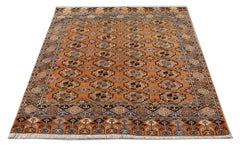 Antique Rugs Bukhara, Handmade Carpet Wool Oriental Rug, Large Living Room Rug