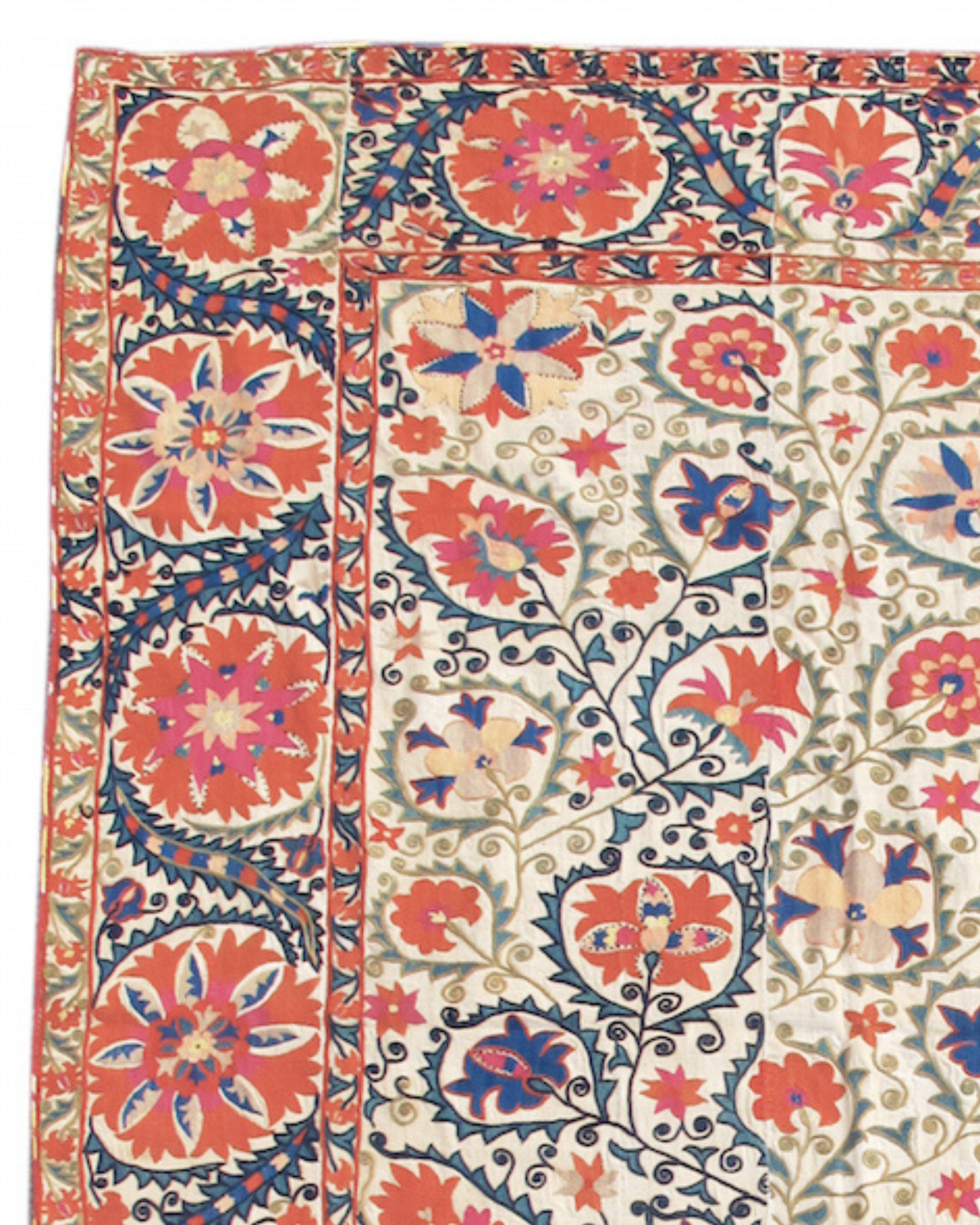 Cotton Antique Bokhara Suzani Rug, 19th Century For Sale