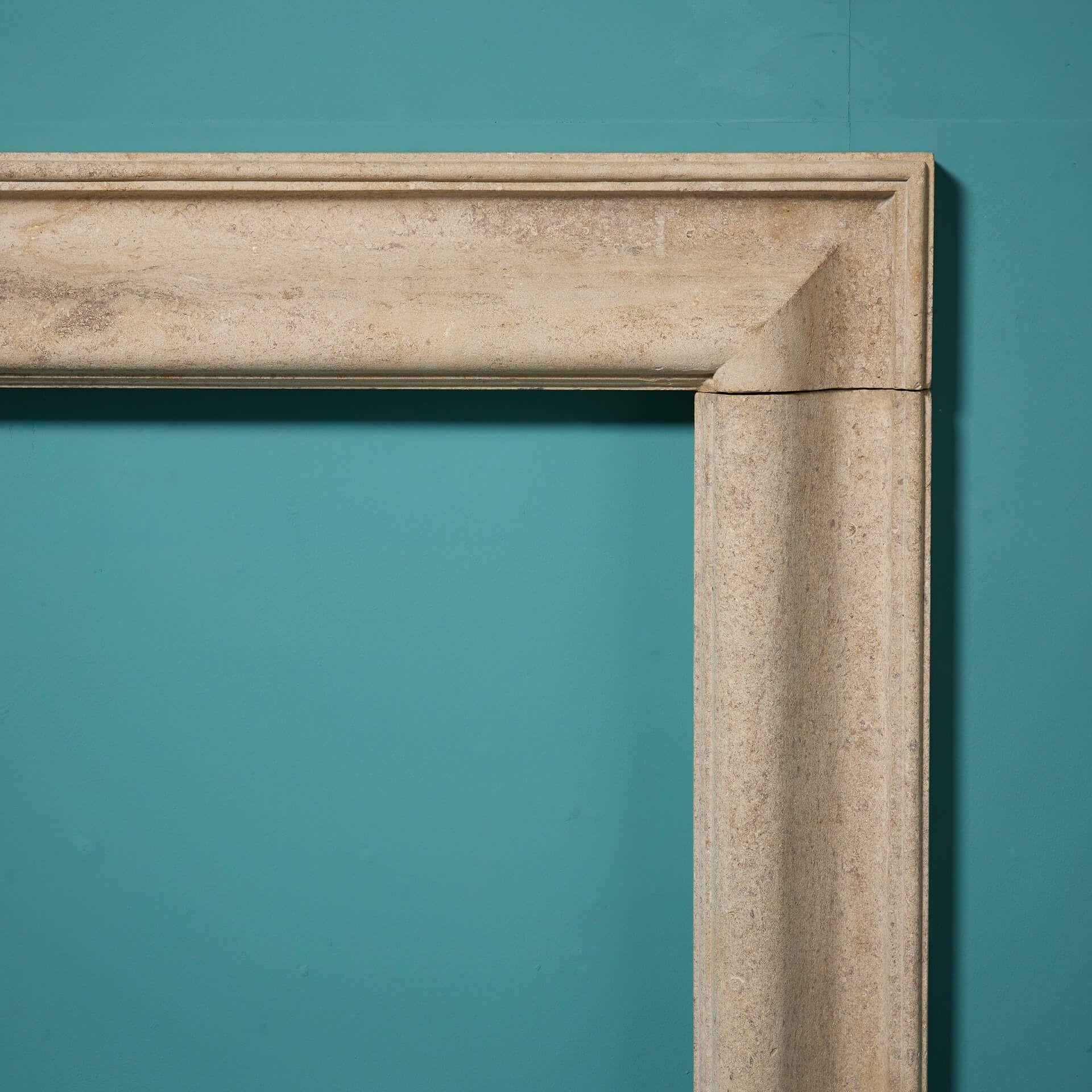English Antique Bolection Style Fossilised Limestone Fire Mantel For Sale
