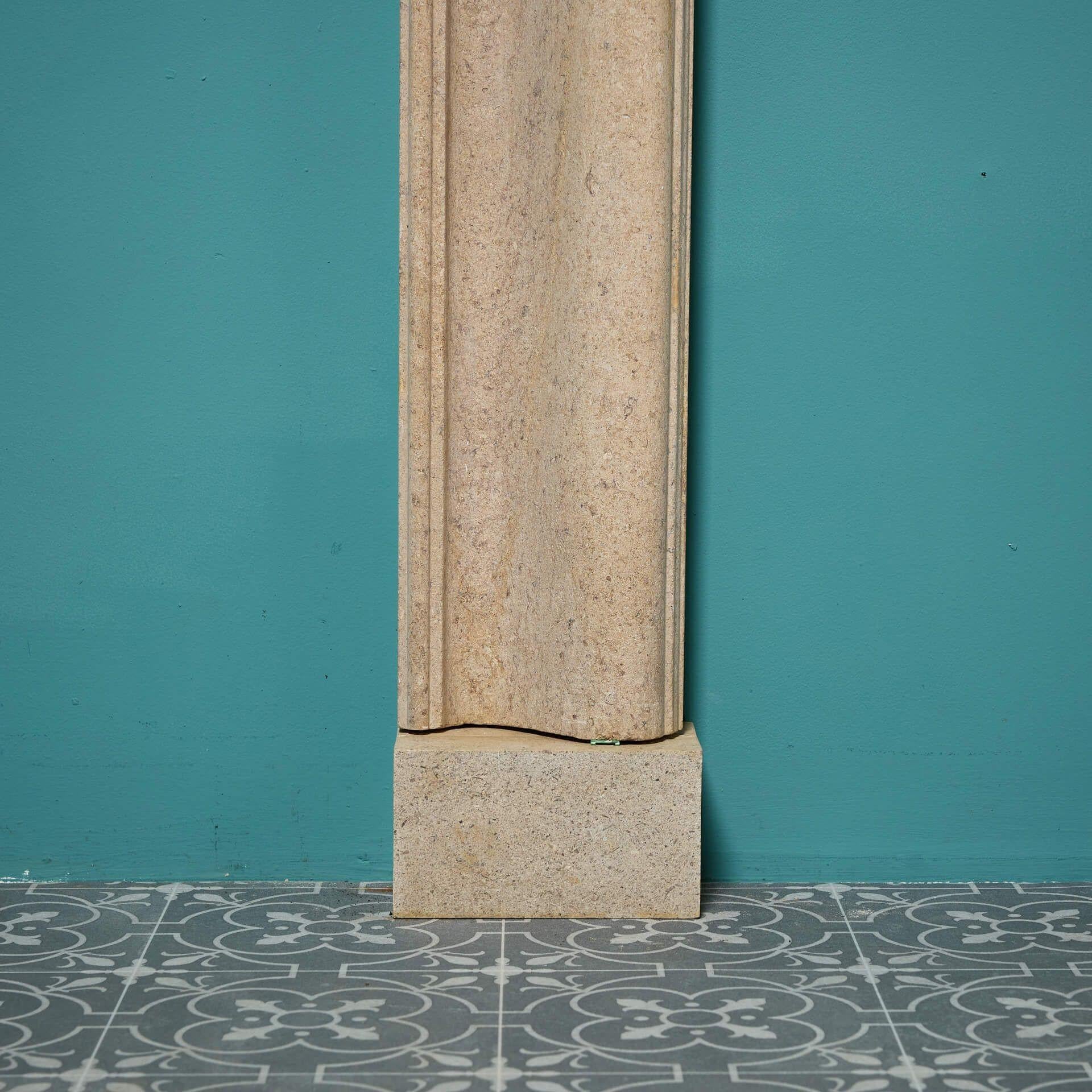 Stone Antique Bolection Style Fossilised Limestone Fire Mantel For Sale