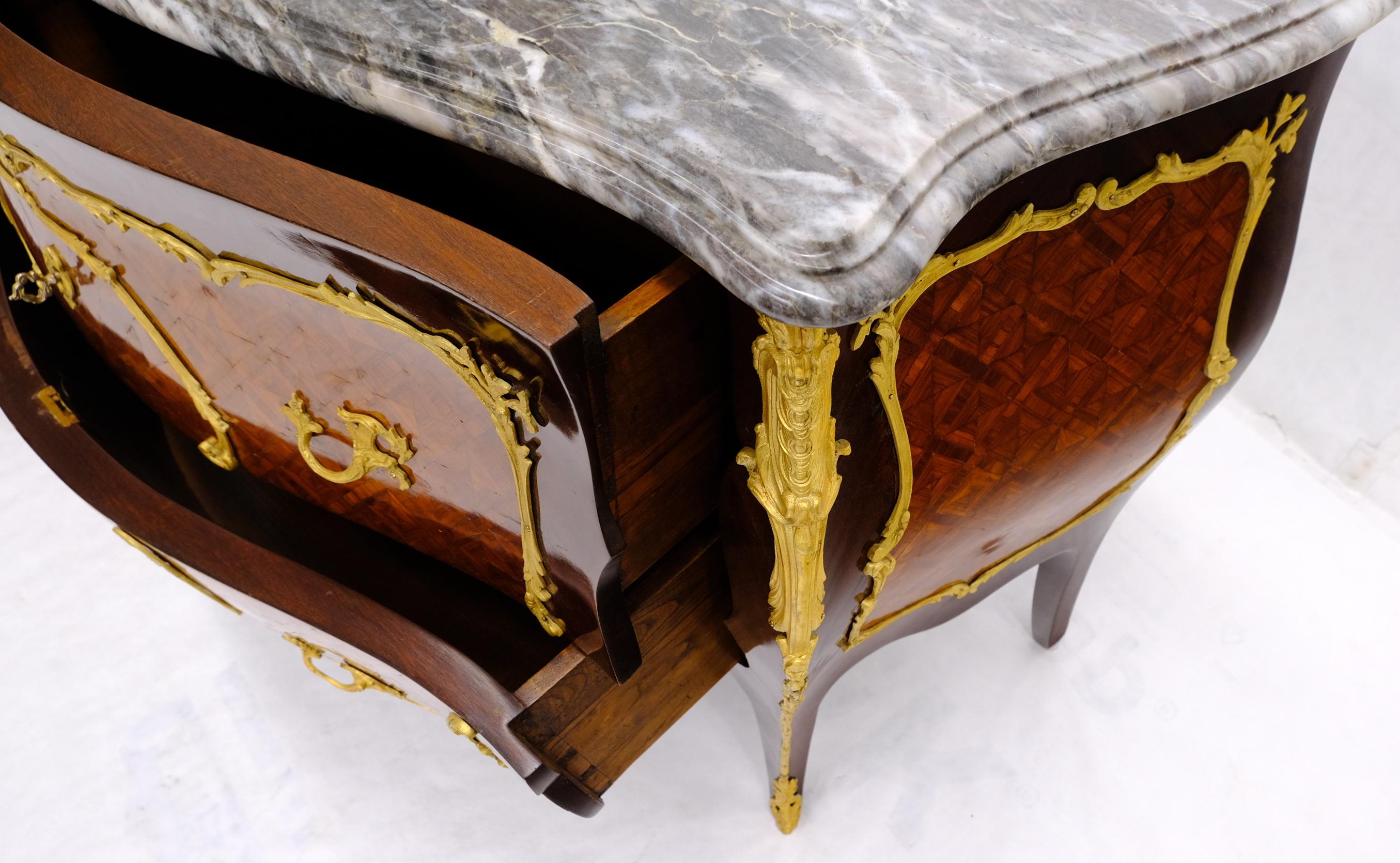 Antique Bombay Marquetry French Ormolu Mounted Louis XV Marble Top Commode 2