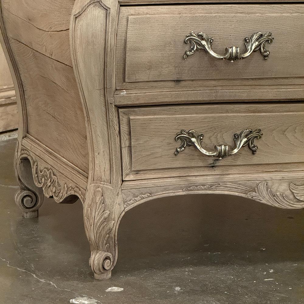 Antique Bombe Marble Top Commode in Stripped Oak For Sale 2