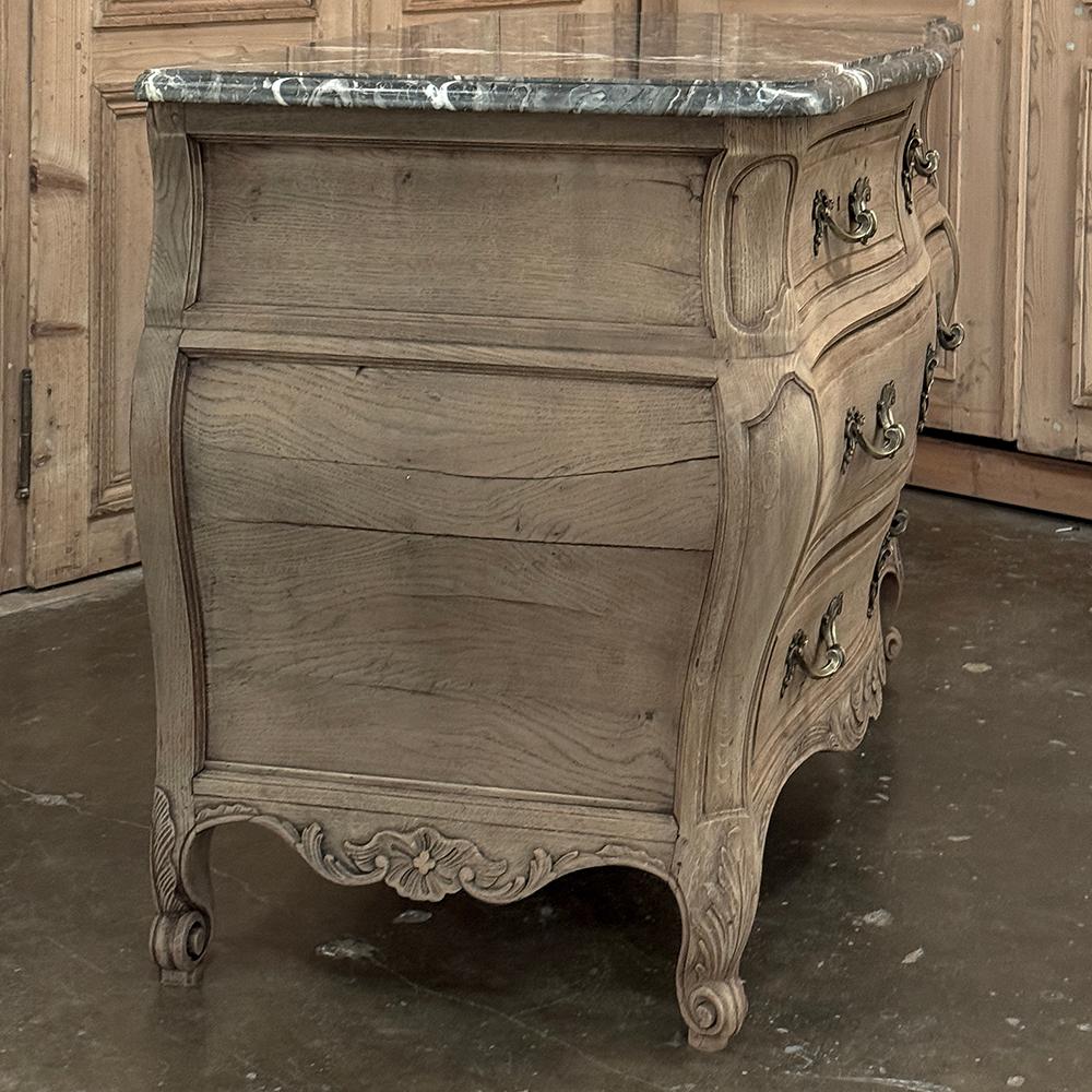 Antique Bombe Marble Top Commode in Stripped Oak For Sale 7